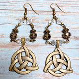 Celtic Knot Bronze Glass Earrings