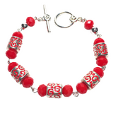 Red Silver Beaded Jewelry Set (ALICE)