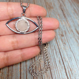 Evil Eye Pink Quartz Stone Necklace (ELISHEVA)