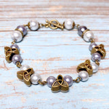 Celtic Knot Bronze Gray Glass Bracelet