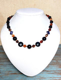 Earthy Agate Blue Goldstone Gemstone Necklace (GAIA)