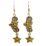 Stars Antiqued Gold Glass Earrings