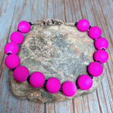 Magenta Acylic Cord Beaded Bracelet