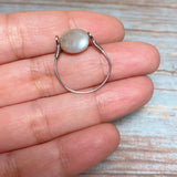 Labradorite Stone Silver Steel Ring (Size 7.5)