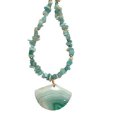 Agate and Amazonite Stone Necklace (MARGARET)