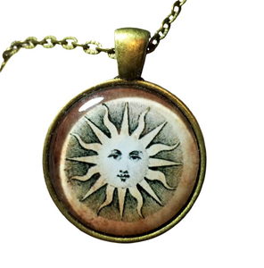 Bronze Sun Glass Dome Necklace (MARIGOLD)