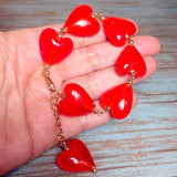 Red Hearts Lampwork Glass Jewelry Set (AMORE)