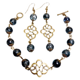 Bronze Knot Gray Glass Jewelry Set