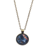 Black Cat Bronze Glass Dome Necklace (LYNX)