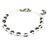 Silver Hematite Stone White Cord Bracelet (SONIA)