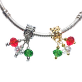 Red Green Clear Glass Crystal Charm (Fits Pandora) - JOY