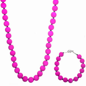 Magenta Acylic Cord Beaded Set (FELICIA)