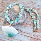 Agate and Amazonite Stone Necklace (MARGARET)