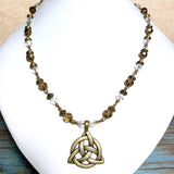 Celtic Knot Bronze Glass Necklace