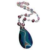 Agate Fluorite Stone & Glass Necklace (FIORELLA-N)