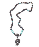 Venetian Mask Wood & Howlite Gemstone Necklace (ARSENIA)