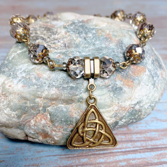 Celtic Knot Bronze Glass Bracelet