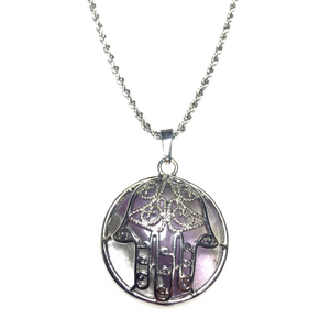 Hamsa Amethyst Gemstone Necklace (JANAI)