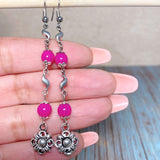 Flower Fuchsia Glass Earrings (DAISY-E)