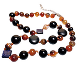 Earthy Agate Blue Goldstone Gemstone Necklace (GAIA)