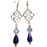 Celtic Knot Earrings Light Gold & Purple-Blue (DUFFY)