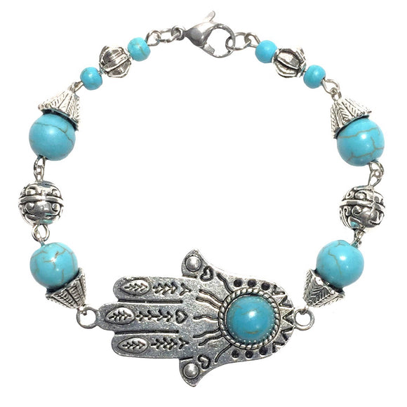 Hamsa Howlite Stone Bracelet