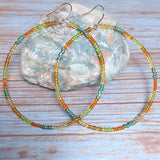 Multi Color Glass Boho Hoop Earrings (MAUREEN-E)