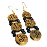 Celtic Triskelion Earrings Antiqued Gold Black