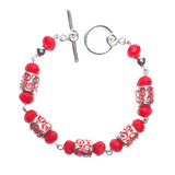 Red Silver Beaded Jewelry Set (ALICE)