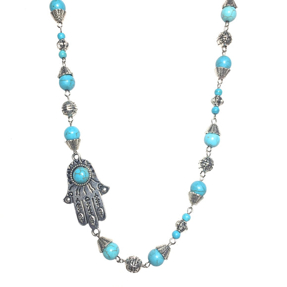 Hamsa Howlite Stone Necklace