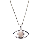 Evil Eye Pink Quartz Stone Necklace (ELISHEVA)