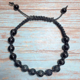 Men's Black Gray Glass Braided Handcrafted Adjustable Bracelet