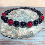 Men's Braided Adjustable Black Red Cord Bracelet