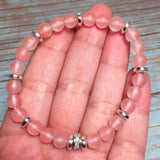 Matte Pink Watermelon Crystal Gemstone Zirconia Handmade Stretch Bracelet