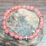 Matte Pink Watermelon Crystal Gemstone Zirconia Handmade Stretch Bracelet