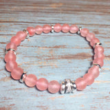 Matte Pink Watermelon Crystal Gemstone Zirconia Handmade Stretch Bracelet