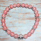 Matte Pink Watermelon Crystal Gemstone Zirconia Handmade Stretch Bracelet