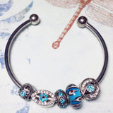 Evil Eye Blue Pandora-style European Charm Bracelet with Beads