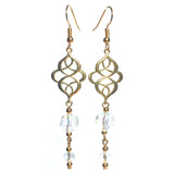 Celtic Knot Light Gold Clear Glass Earrings