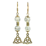 Celtic Knot Antiqued Gold & Clear Beaded Handcrafted Earring Jewelry