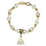 Celtic Knot Antiqued Gold & Clear Beaded Handcrafted Bracelet Jewelry 