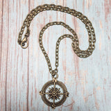 Bronze Compass Pendant Chain Necklace