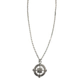 Compass Pendant Chain Necklace Silver