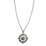 Compass Pendant Chain Necklace Silver