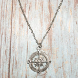 Compass Pendant Chain Necklace Silver