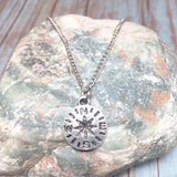 Compass Pendant Chain Necklace Silver