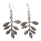 Branch Leaf Leaves Charm Earrings Silver