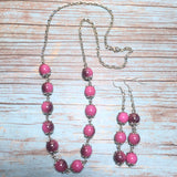 Mulberry Beaded Acrylic Chain Handcrafted Necklace and Earring Jewelry Set