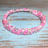 Pink Crackle Glass Layered Handmade Bangle Bracelet