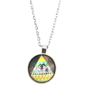 Eye of Providence Glass Dome Pendant on Chain Necklace